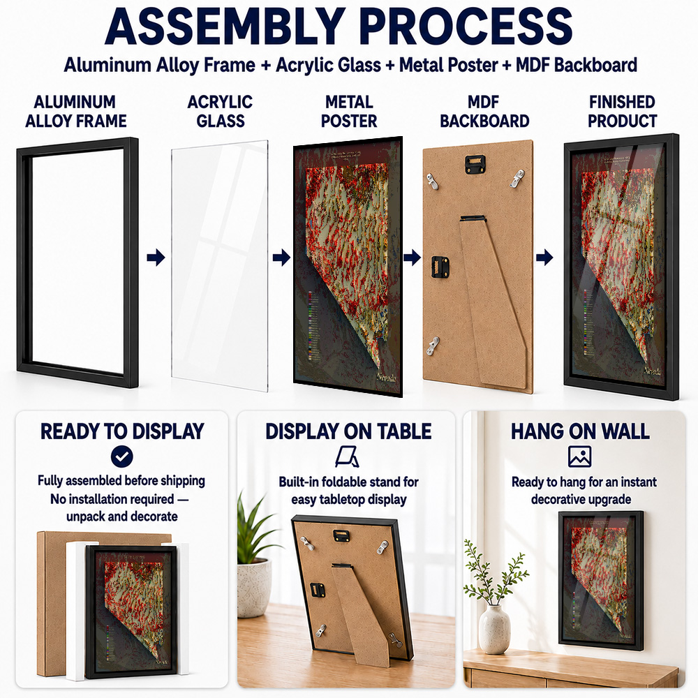 Nevada Geological Map Framed A - Custom Map Poster 评论和价格